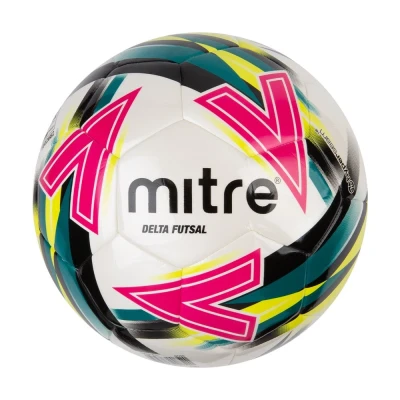 Mitre Delta Futsal Indoor Football - White / Pink / Pitch Green / Yellow
