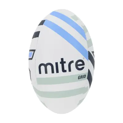 Mitre Grid Rugby D4P Ball - White / Navy / Sky / Silver