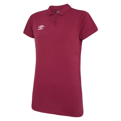 Umbro Womens Club Essential Polo Shirt- New Claret / White
