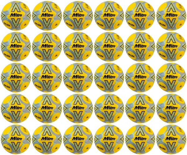 30 Multi-Buy Mitre Delta One 24 Footballs Yellow/Black/Grey - Size 4