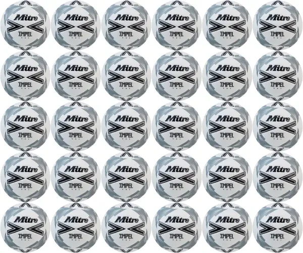 30 Multi-Buy Mitre Impel One 24 Football - White/Black/Grey- Size 4