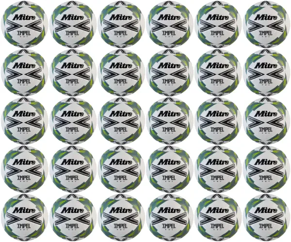 30 Multi-Buy Mitre Impel One 24 Football - White/Black/Green- Size 4