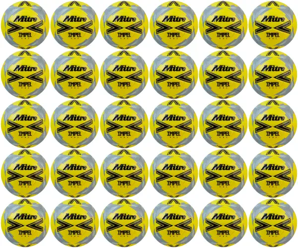 30 Multi-Buy Mitre Impel One 24 Football - Yellow/Black/Grey - Size 5