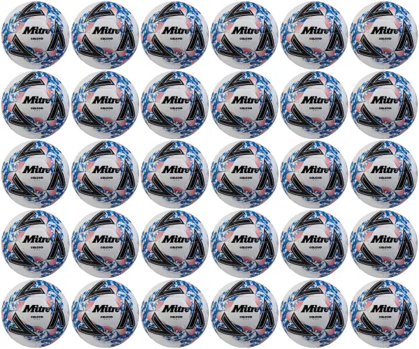 30 Multi-Buy Mitre Calcio One 24 Footballs White/Black/Blue - Size 3