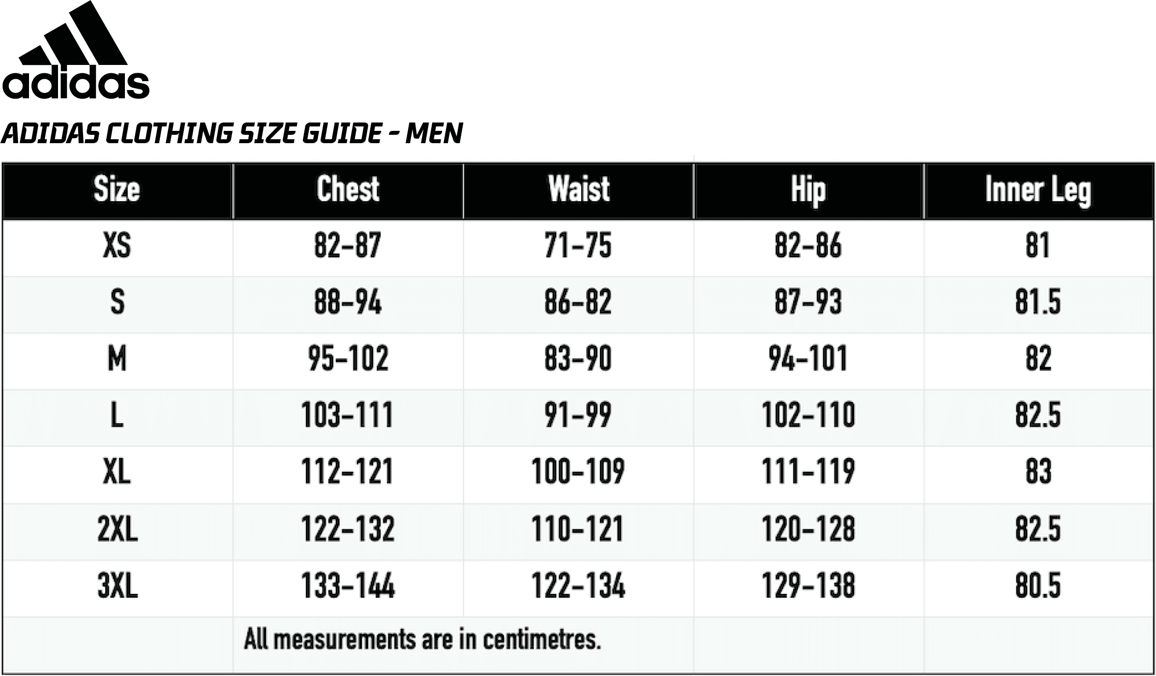 Adidas Mens Size Guide