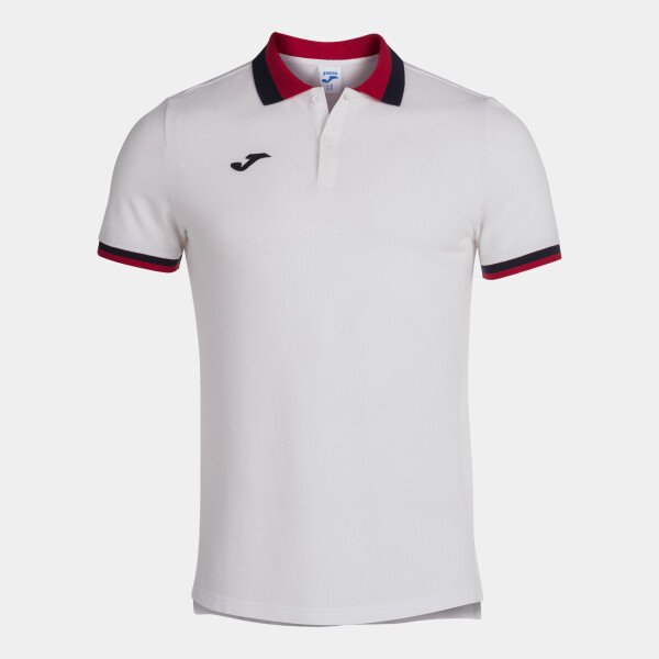 Joma Confort II Polo Shirt S/S - White / Dark Navy / Red