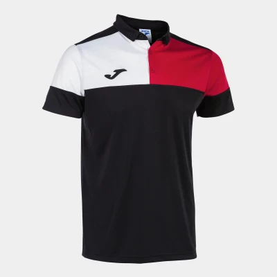 Joma Crew V Polo Shirt- Black / Red / White