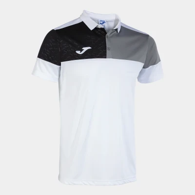 Joma Crew V Polo Shirt- White / Grey / Black