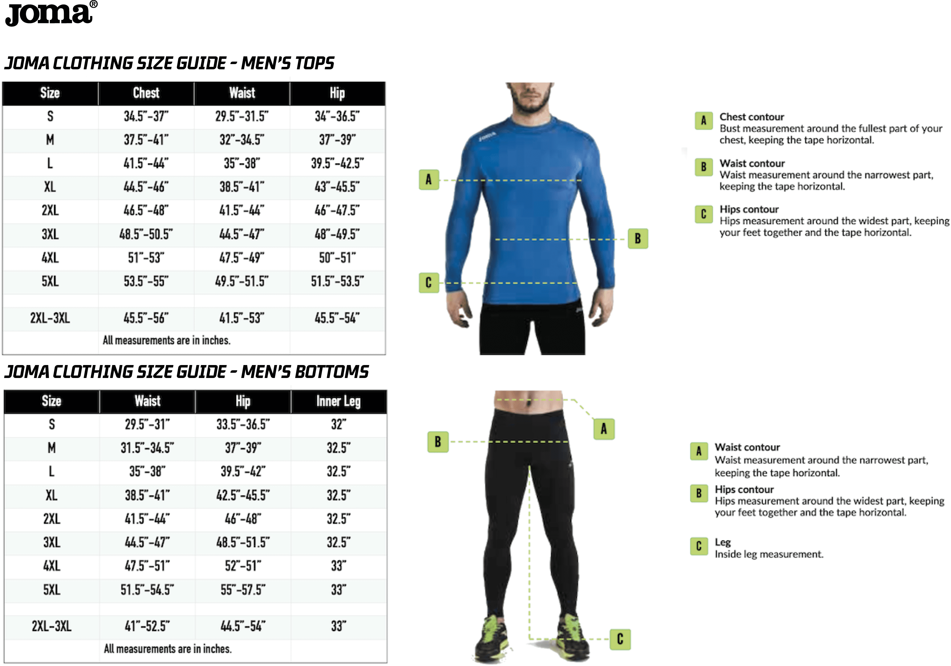 Joma Mens Size Guide