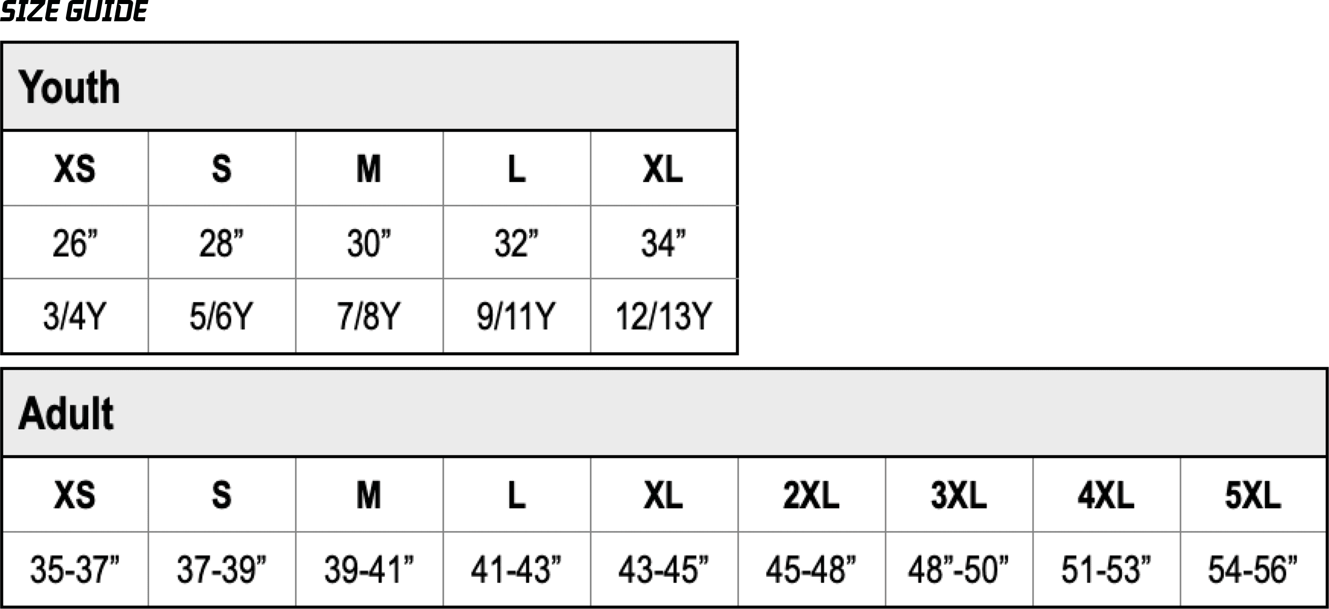 AWS Just Cool Size Guide