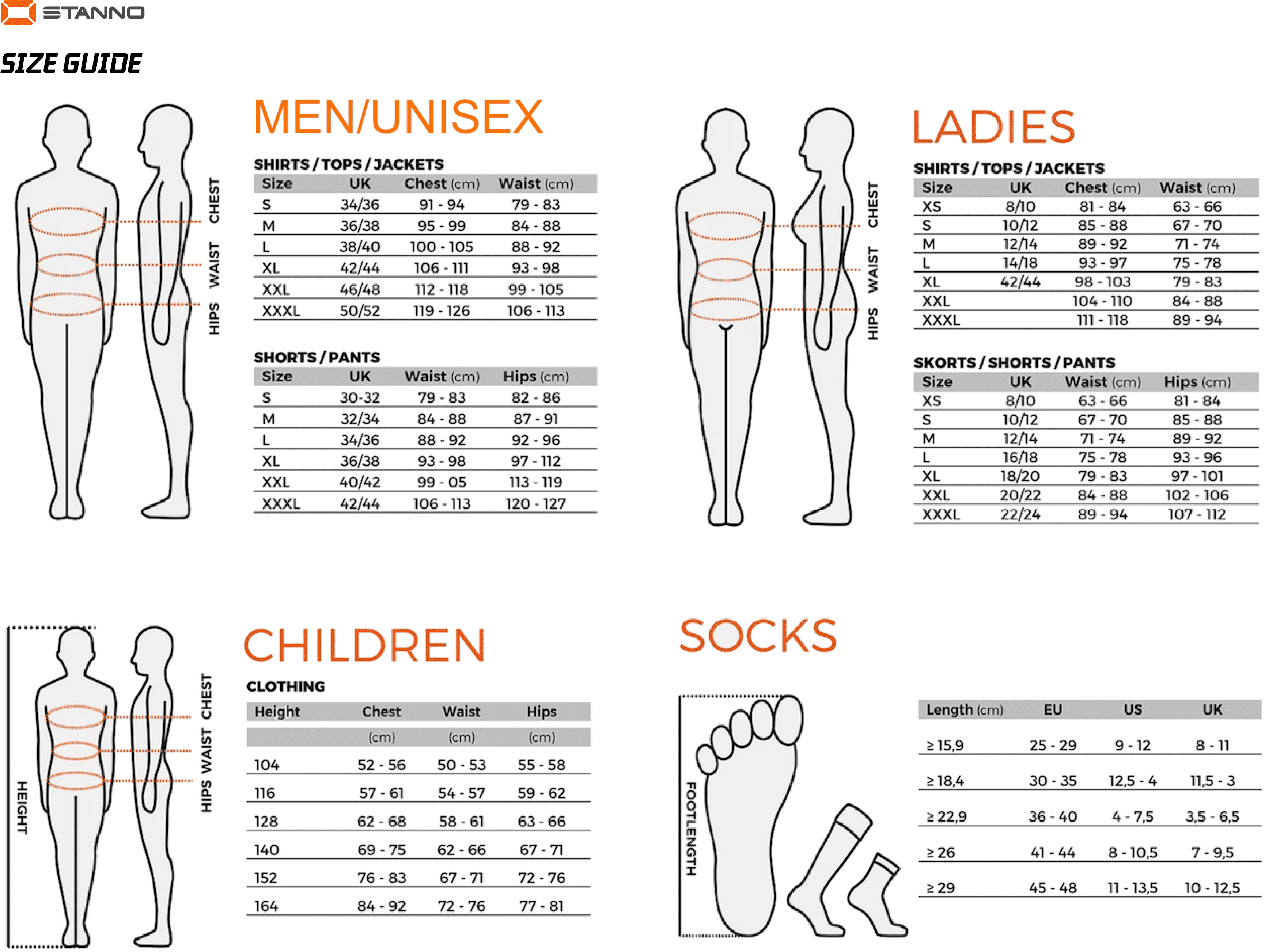 Stanno Size Guide