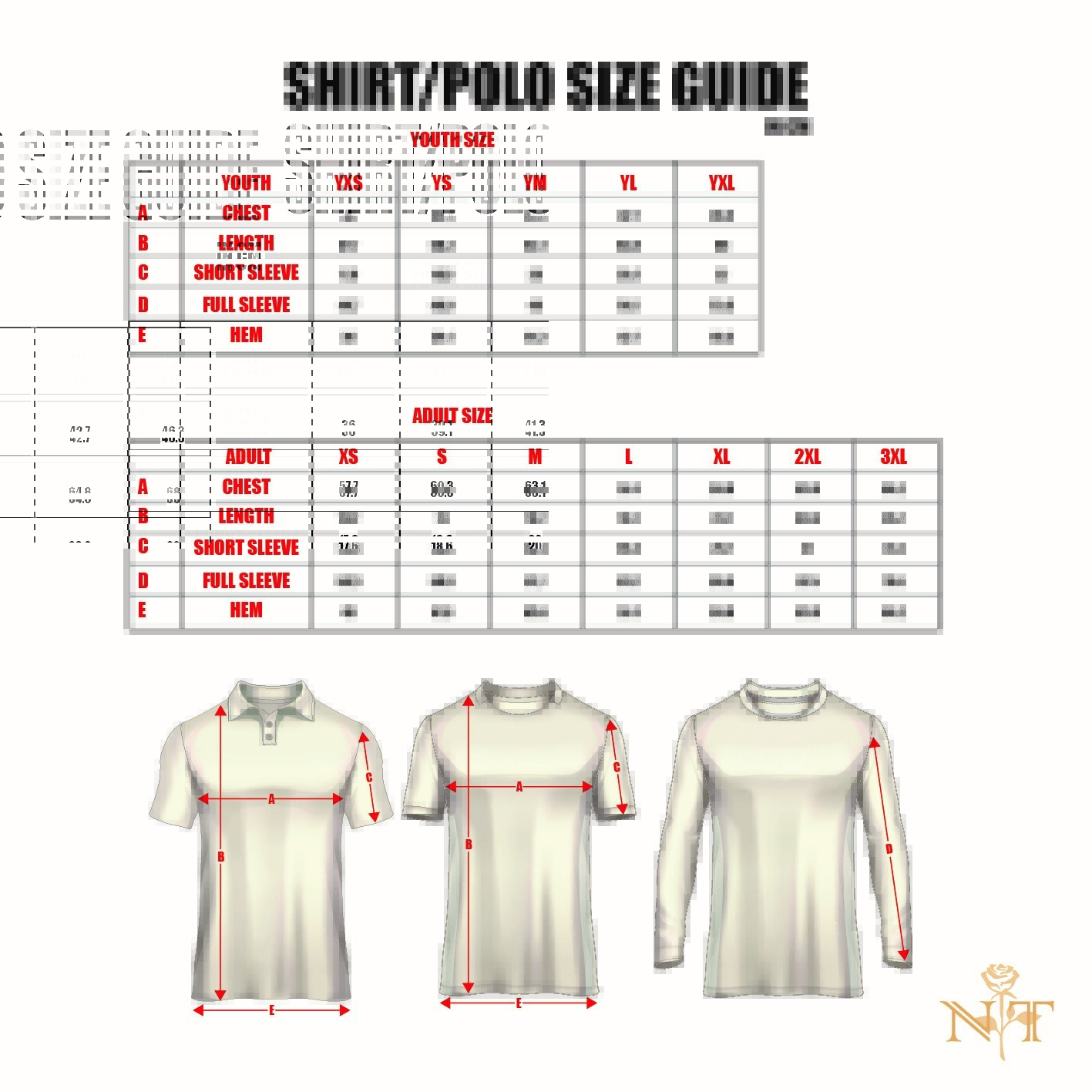 Nineteen TwentyFour Shirts Size Guide