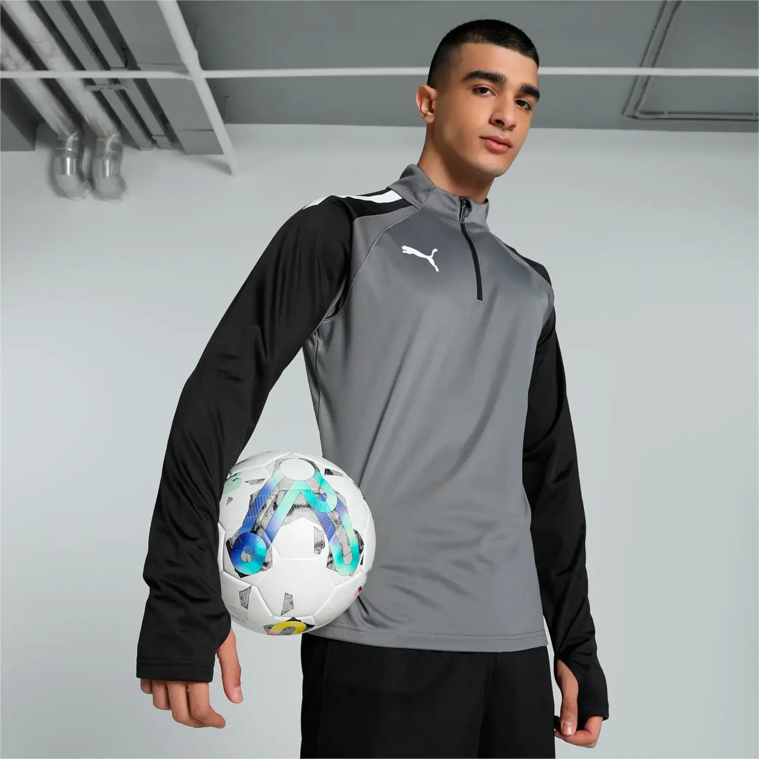 Puma Team Liga 25 Training 1/4 Zip - Smoked Pearl/Puma White